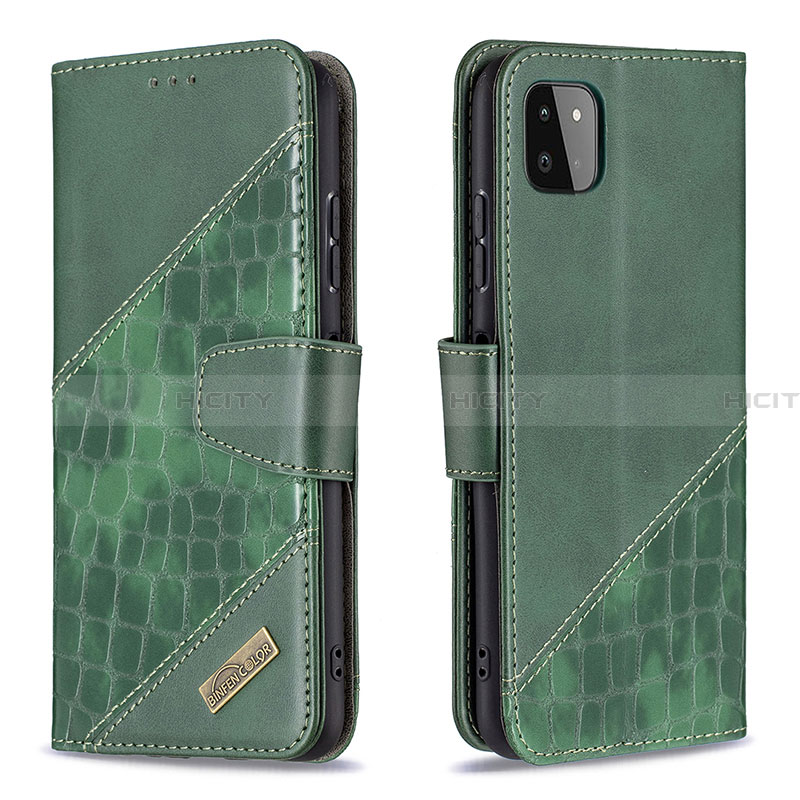 Funda de Cuero Cartera con Soporte Carcasa B03F para Samsung Galaxy A22 5G Verde