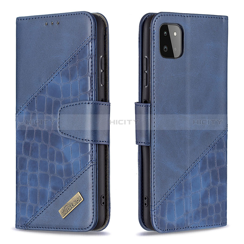 Funda de Cuero Cartera con Soporte Carcasa B03F para Samsung Galaxy A22s 5G Azul