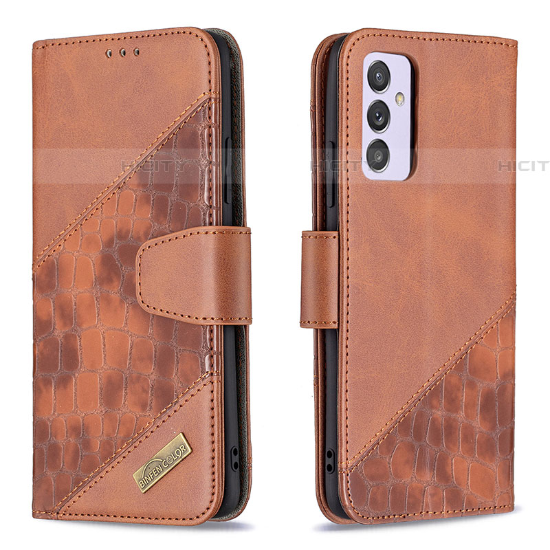 Funda de Cuero Cartera con Soporte Carcasa B03F para Samsung Galaxy A24 4G Marron