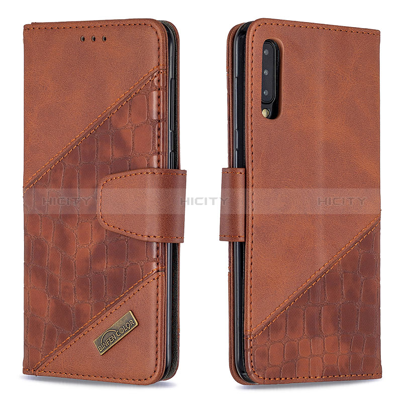 Funda de Cuero Cartera con Soporte Carcasa B03F para Samsung Galaxy A30S Marron