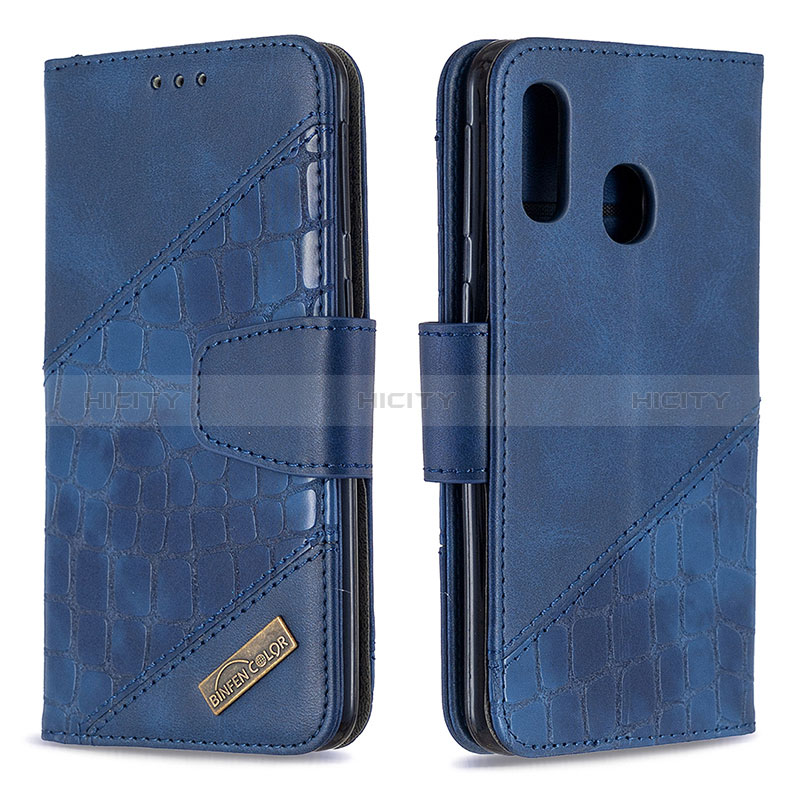 Funda de Cuero Cartera con Soporte Carcasa B03F para Samsung Galaxy A40 Azul