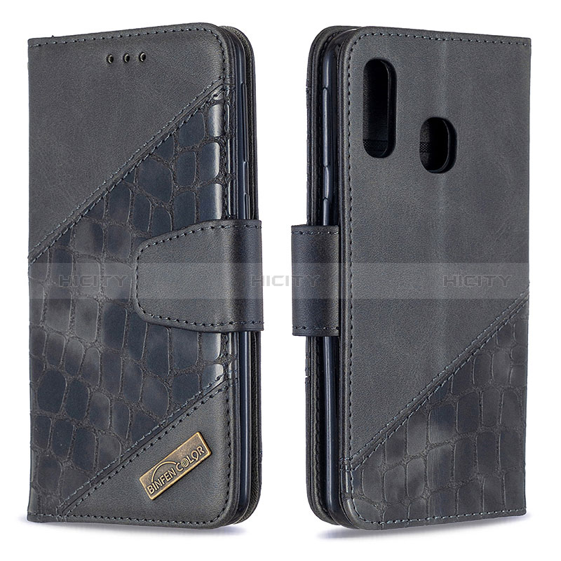 Funda de Cuero Cartera con Soporte Carcasa B03F para Samsung Galaxy A40 Negro