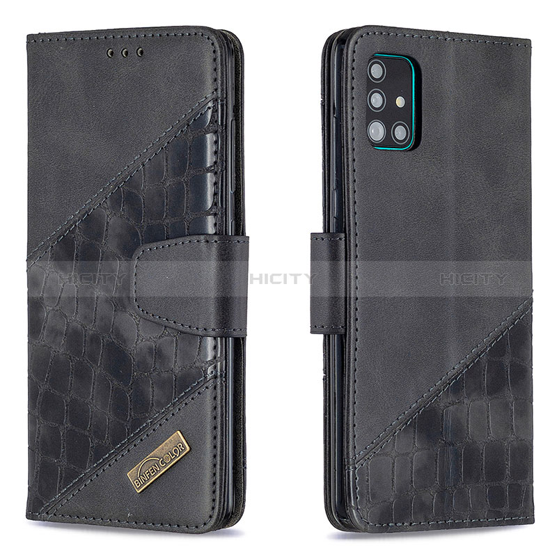 Funda de Cuero Cartera con Soporte Carcasa B03F para Samsung Galaxy A51 5G Negro