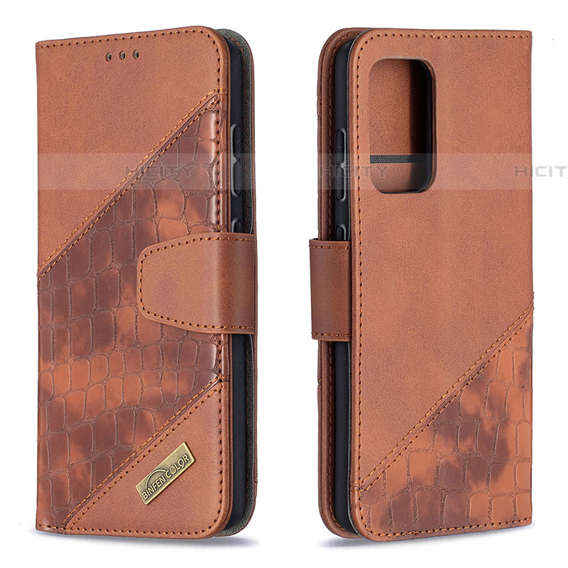 Funda de Cuero Cartera con Soporte Carcasa B03F para Samsung Galaxy A52 5G Marron