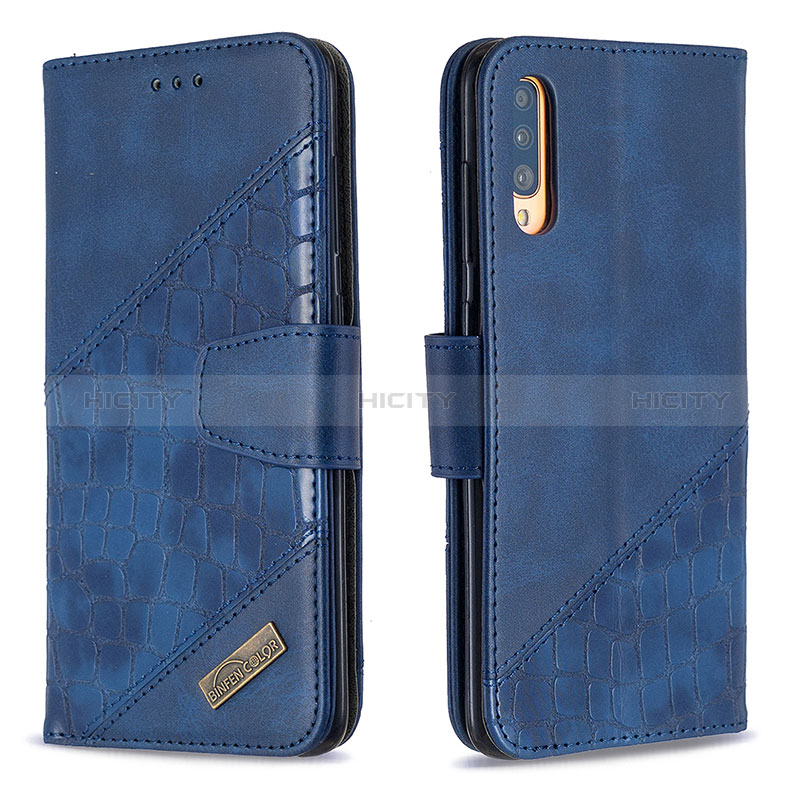 Funda de Cuero Cartera con Soporte Carcasa B03F para Samsung Galaxy A70 Azul