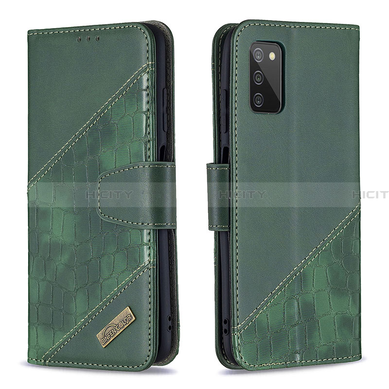 Funda de Cuero Cartera con Soporte Carcasa B03F para Samsung Galaxy F02S SM-E025F Gris Oscuro