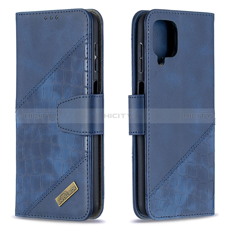 Funda de Cuero Cartera con Soporte Carcasa B03F para Samsung Galaxy F12 Azul