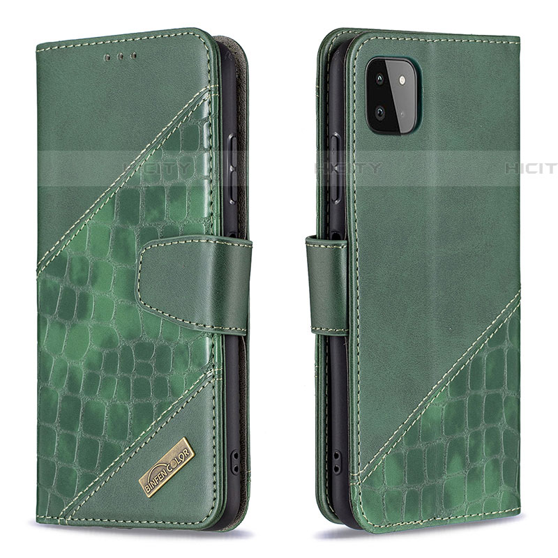 Funda de Cuero Cartera con Soporte Carcasa B03F para Samsung Galaxy F42 5G Verde