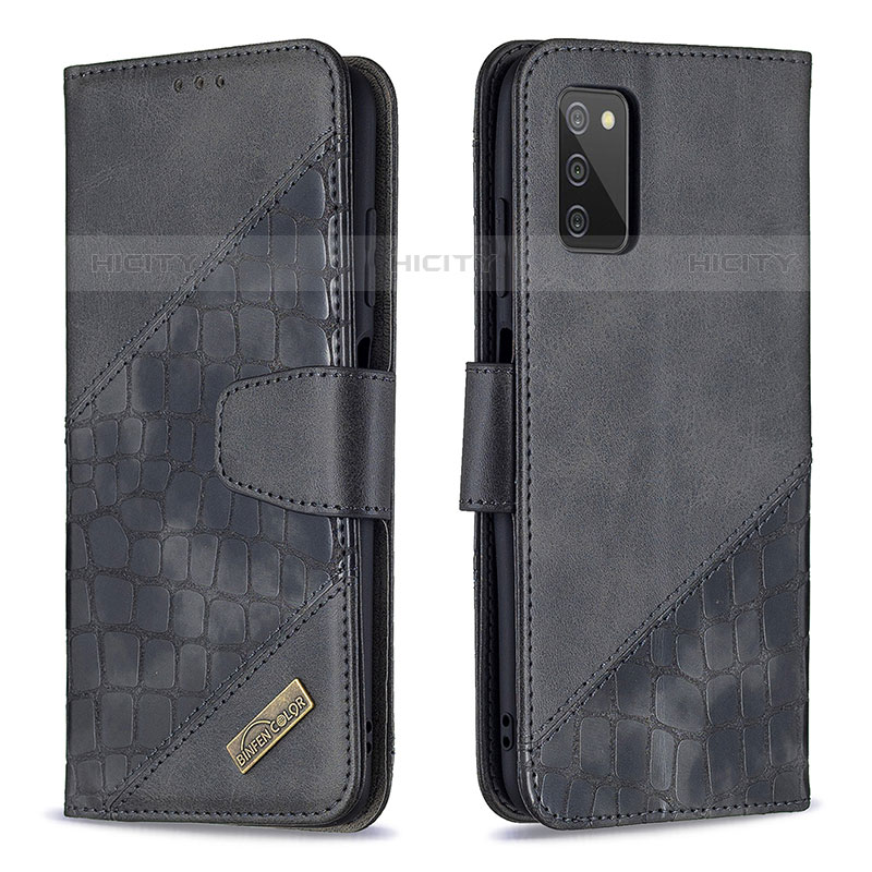 Funda de Cuero Cartera con Soporte Carcasa B03F para Samsung Galaxy M02s Negro