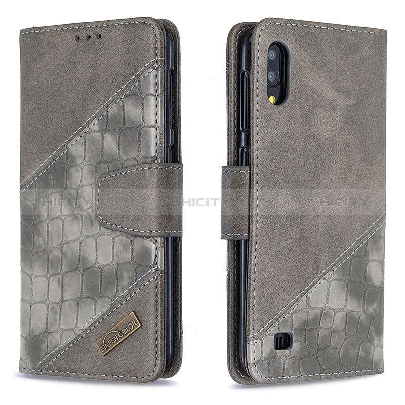 Funda de Cuero Cartera con Soporte Carcasa B03F para Samsung Galaxy M10 Gris Oscuro