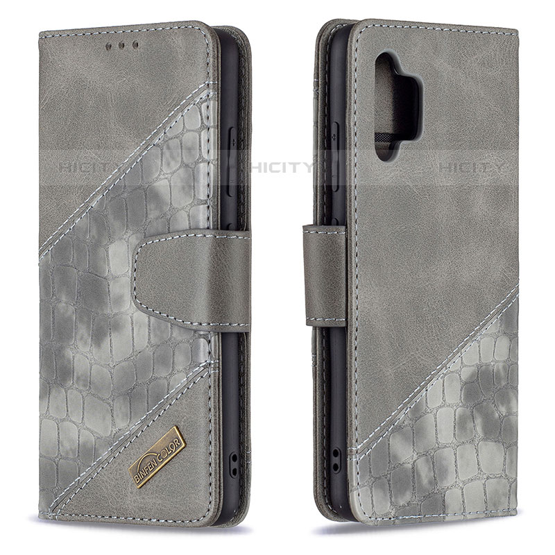 Funda de Cuero Cartera con Soporte Carcasa B03F para Samsung Galaxy M32 5G Gris Oscuro