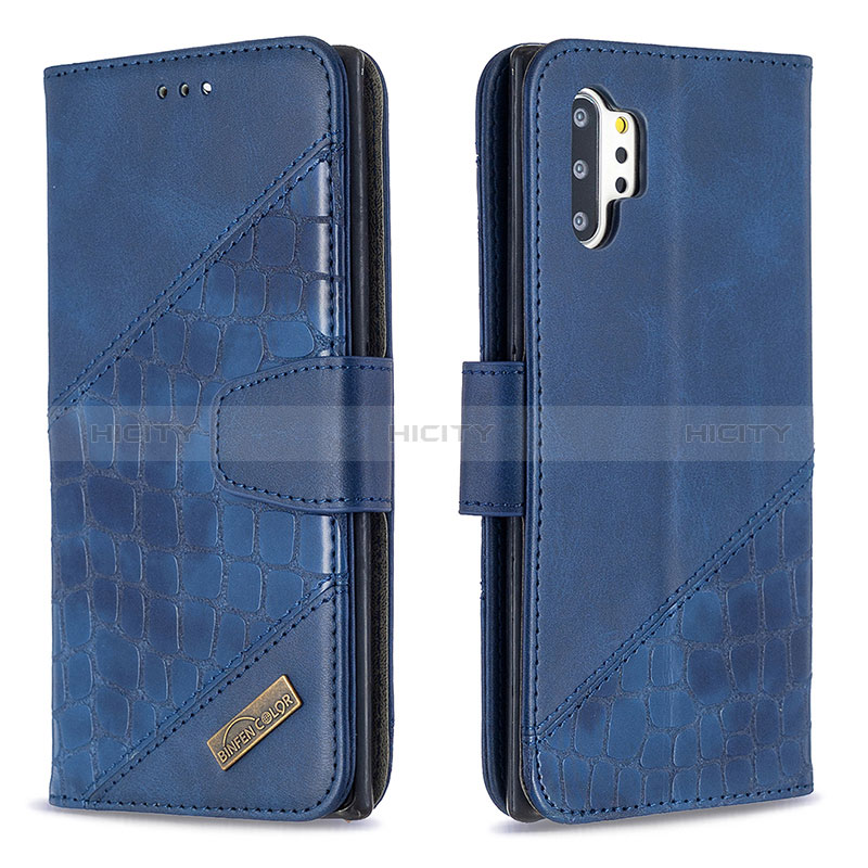 Funda de Cuero Cartera con Soporte Carcasa B03F para Samsung Galaxy Note 10 Plus 5G Azul