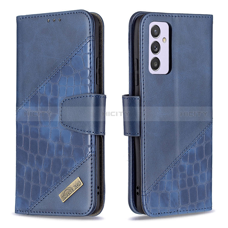 Funda de Cuero Cartera con Soporte Carcasa B03F para Samsung Galaxy Quantum2 5G Azul