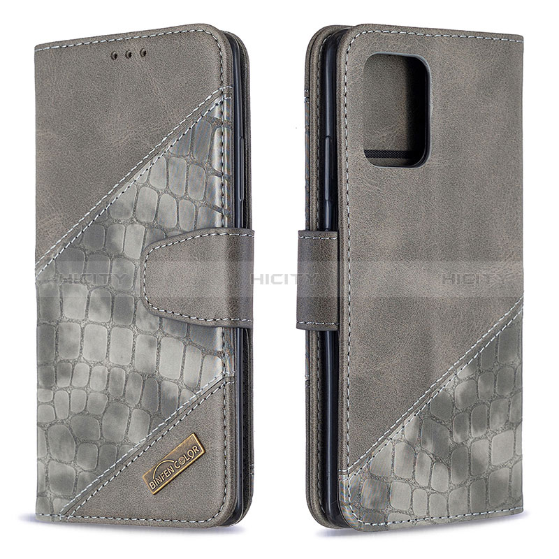 Funda de Cuero Cartera con Soporte Carcasa B03F para Samsung Galaxy S10 Lite Gris Oscuro