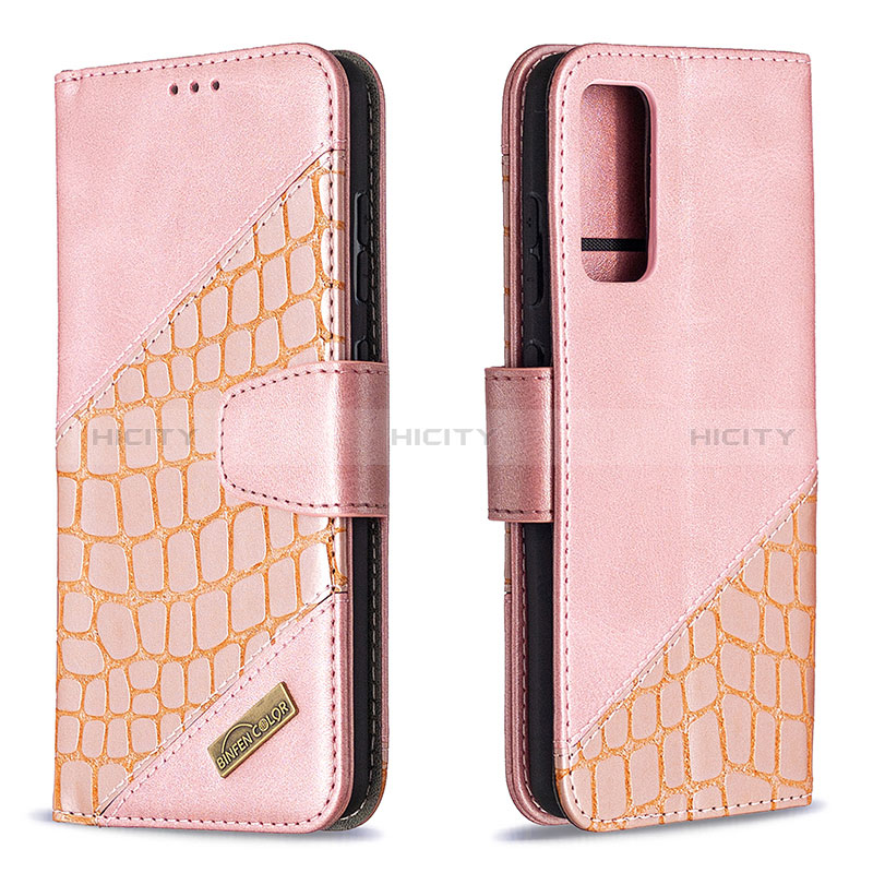 Funda de Cuero Cartera con Soporte Carcasa B03F para Samsung Galaxy S20 FE 5G Oro Rosa