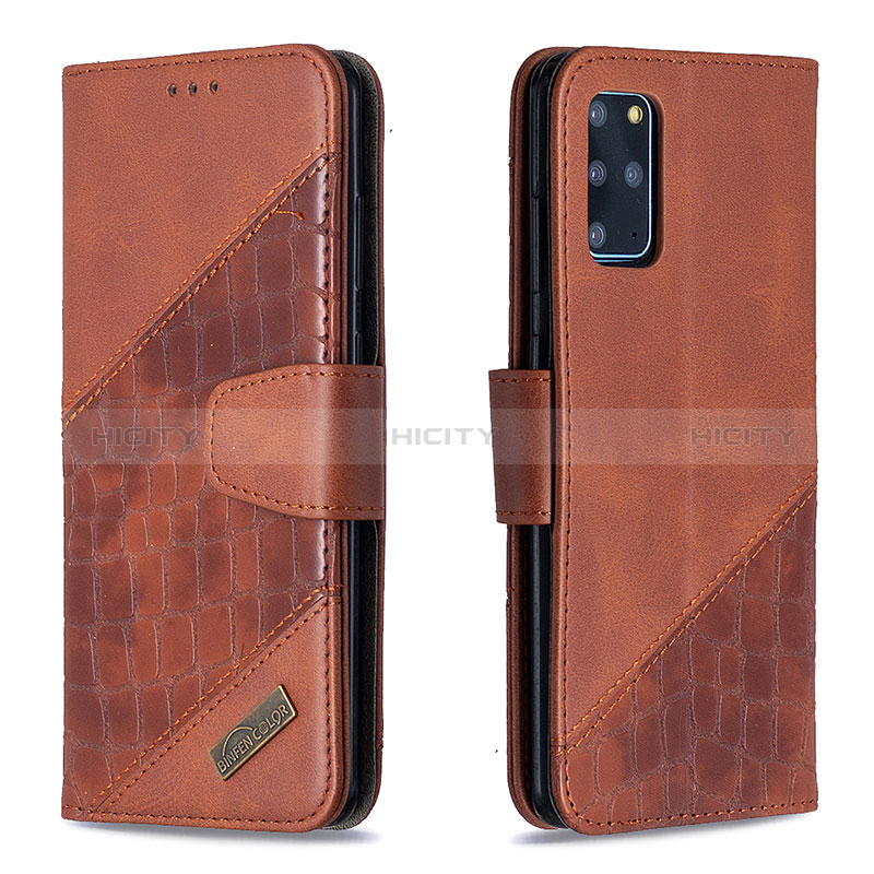 Funda de Cuero Cartera con Soporte Carcasa B03F para Samsung Galaxy S20 Plus Marron