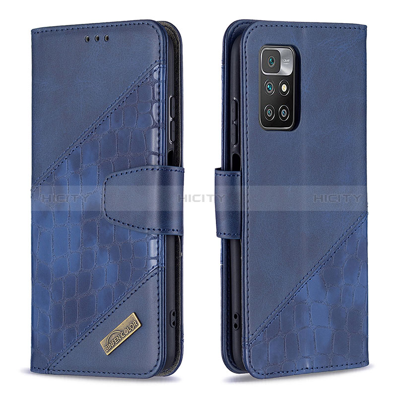 Funda de Cuero Cartera con Soporte Carcasa B03F para Xiaomi Redmi 10 (2022) Azul