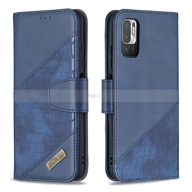 Funda de Cuero Cartera con Soporte Carcasa B03F para Xiaomi Redmi Note 10 5G Azul