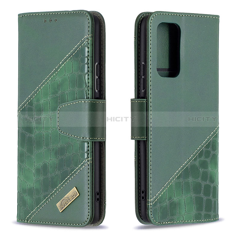 Funda de Cuero Cartera con Soporte Carcasa B03F para Xiaomi Redmi Note 10 Pro 4G Verde