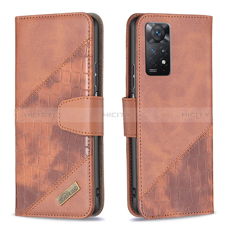 Funda de Cuero Cartera con Soporte Carcasa B03F para Xiaomi Redmi Note 11 Pro 5G Marron