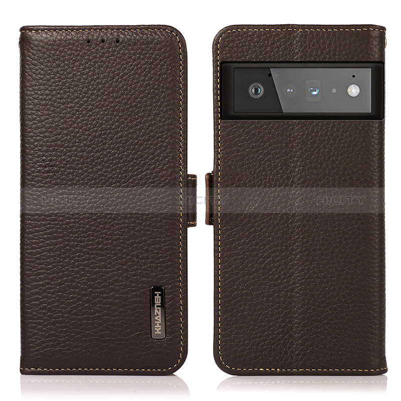 Funda de Cuero Cartera con Soporte Carcasa B03H para Google Pixel 6 Pro 5G Marron