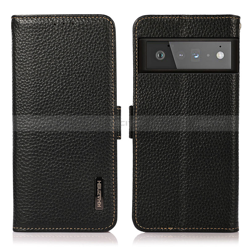 Funda de Cuero Cartera con Soporte Carcasa B03H para Google Pixel 6 Pro 5G Negro