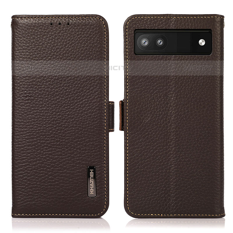 Funda de Cuero Cartera con Soporte Carcasa B03H para Google Pixel 6a 5G Marron