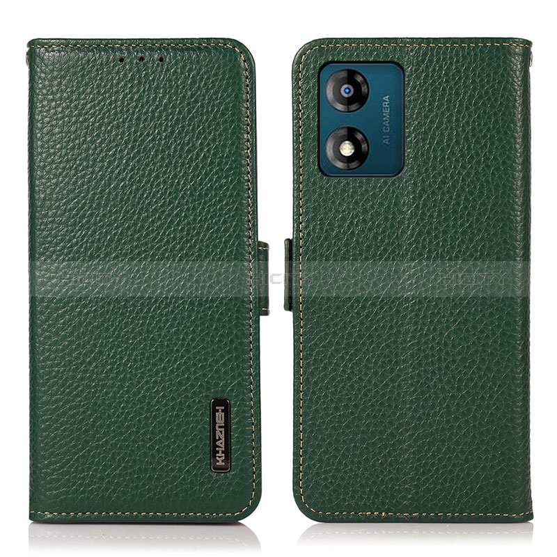 Funda de Cuero Cartera con Soporte Carcasa B03H para Motorola Moto E13 Verde