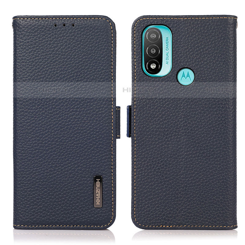 Funda de Cuero Cartera con Soporte Carcasa B03H para Motorola Moto E40 Azul