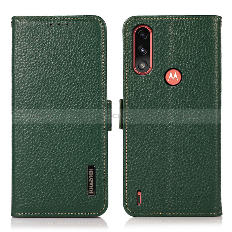 Funda de Cuero Cartera con Soporte Carcasa B03H para Motorola Moto E7 Power Verde