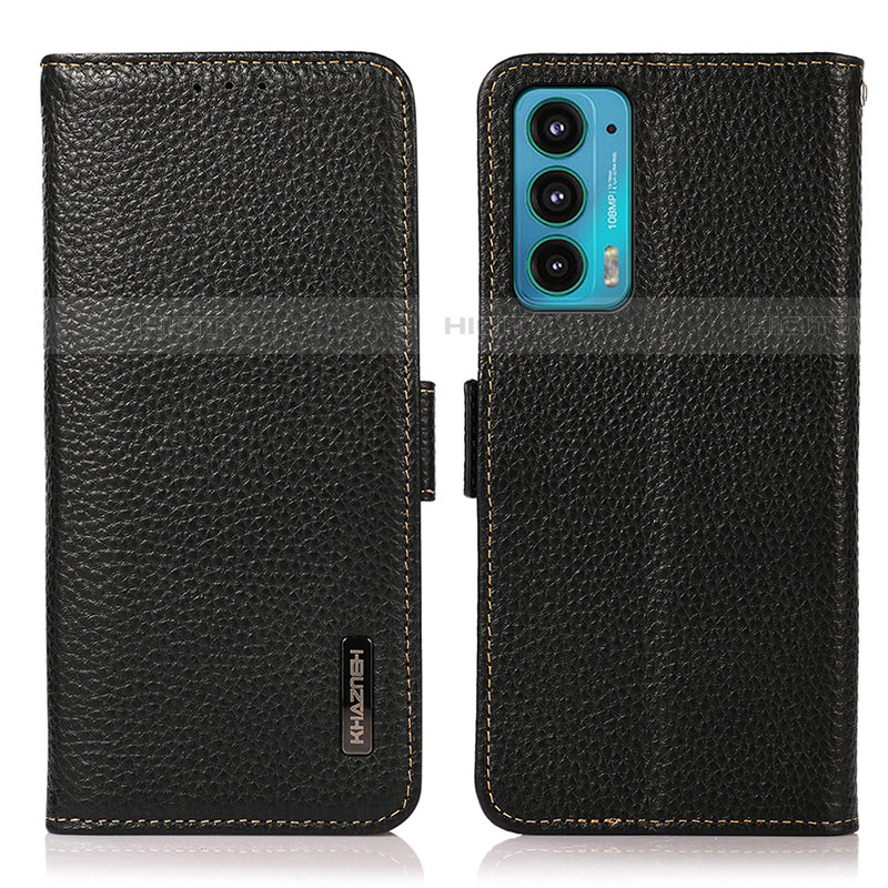 Funda de Cuero Cartera con Soporte Carcasa B03H para Motorola Moto Edge Lite 5G Negro