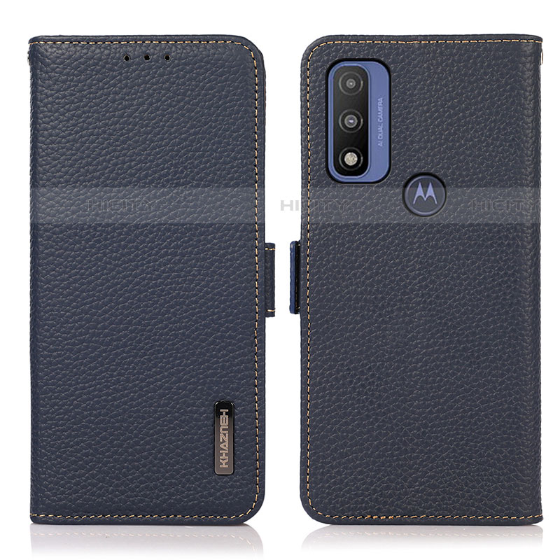 Funda de Cuero Cartera con Soporte Carcasa B03H para Motorola Moto G Pure Azul