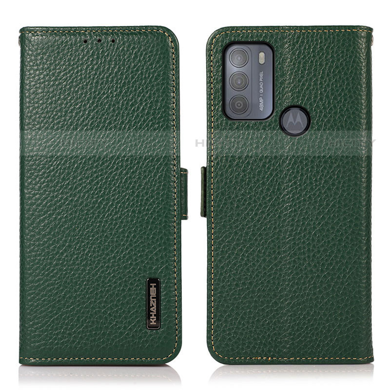 Funda de Cuero Cartera con Soporte Carcasa B03H para Motorola Moto G50 Verde