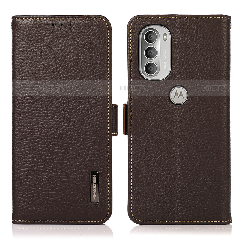 Funda de Cuero Cartera con Soporte Carcasa B03H para Motorola Moto G51 5G Marron