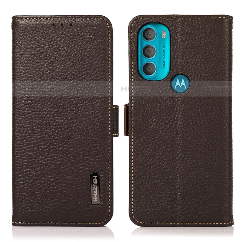 Funda de Cuero Cartera con Soporte Carcasa B03H para Motorola Moto G71 5G Marron