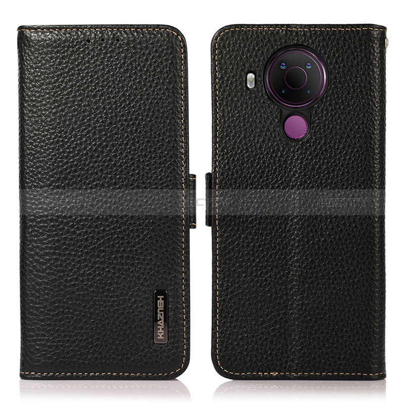 Funda de Cuero Cartera con Soporte Carcasa B03H para Nokia 5.4 Negro