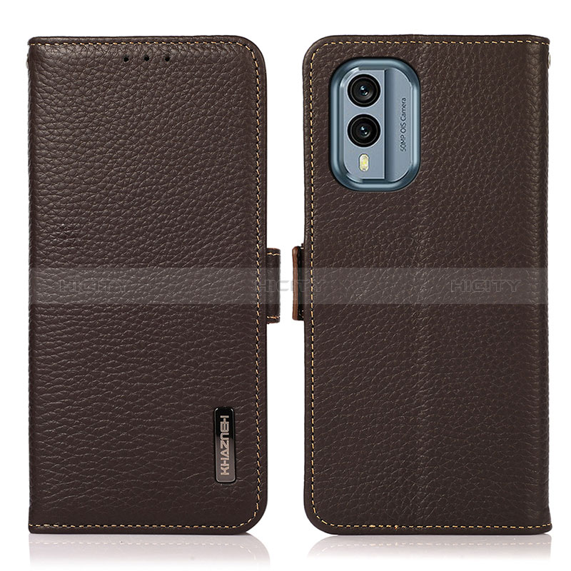 Funda de Cuero Cartera con Soporte Carcasa B03H para Nokia X30 5G Marron