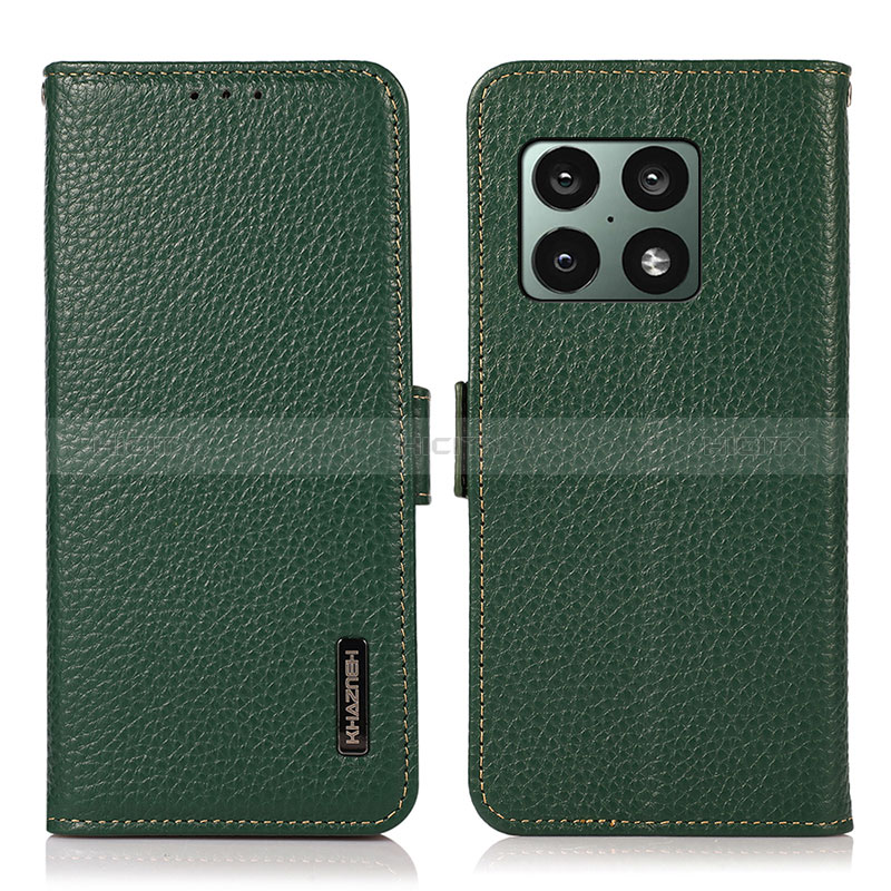 Funda de Cuero Cartera con Soporte Carcasa B03H para OnePlus 10 Pro 5G Verde