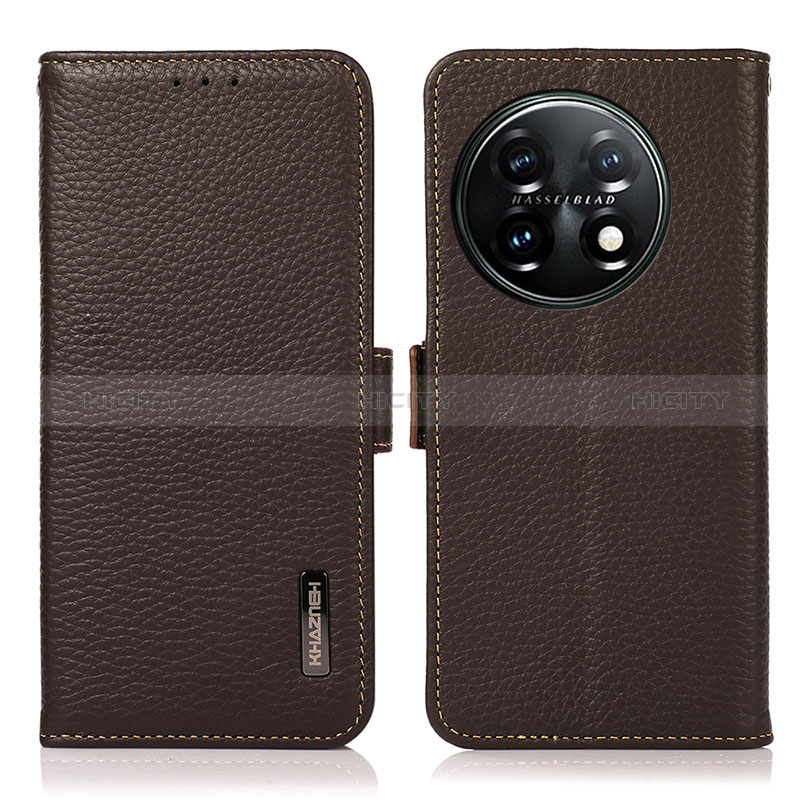 Funda de Cuero Cartera con Soporte Carcasa B03H para OnePlus 11 5G Marron