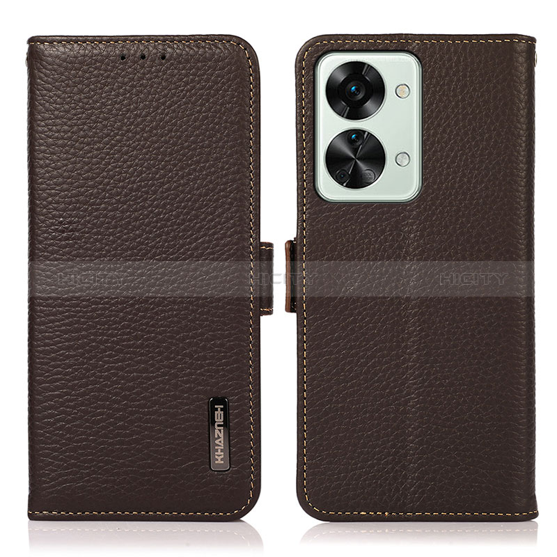 Funda de Cuero Cartera con Soporte Carcasa B03H para OnePlus Nord 2T 5G Marron