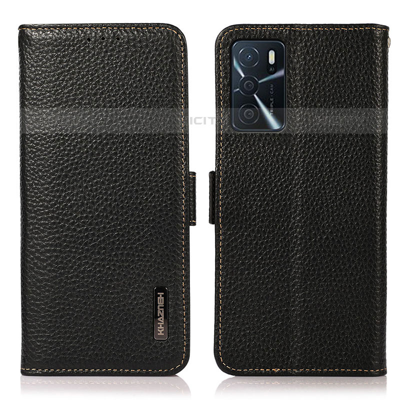 Funda de Cuero Cartera con Soporte Carcasa B03H para Oppo A16s Negro