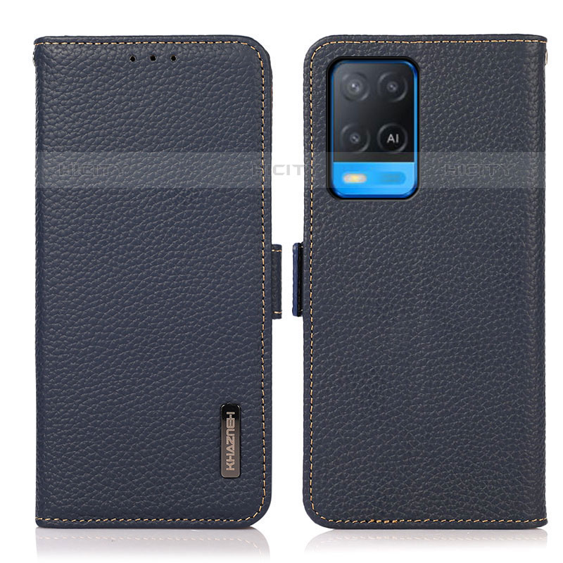 Funda de Cuero Cartera con Soporte Carcasa B03H para Oppo A54 4G Azul