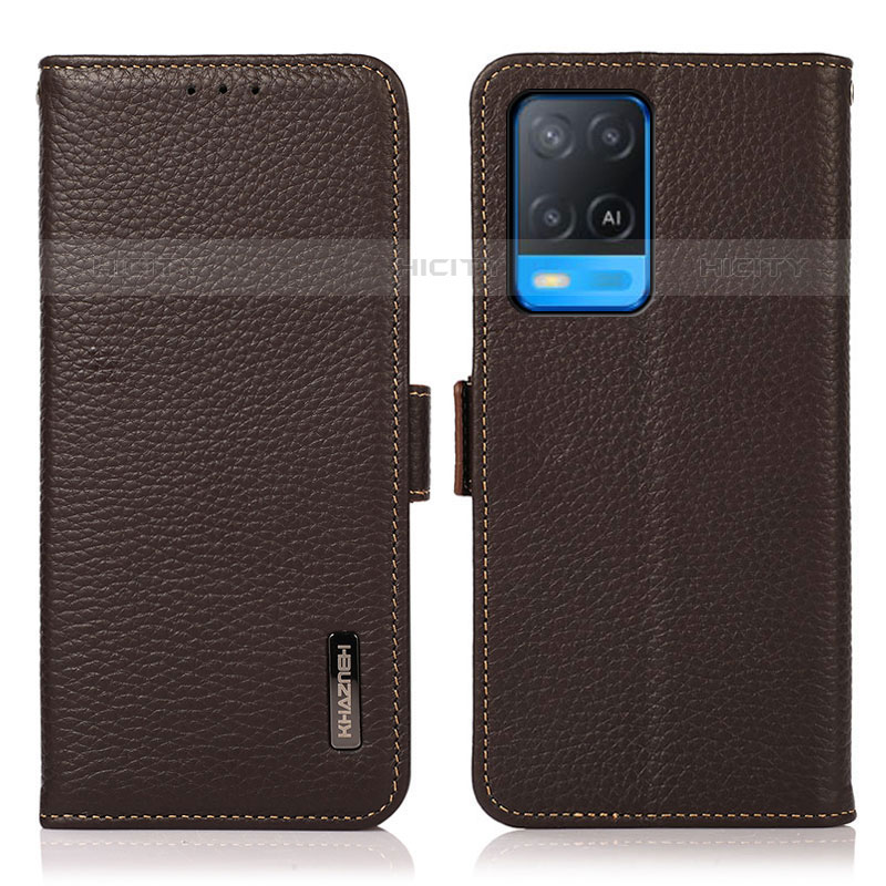 Funda de Cuero Cartera con Soporte Carcasa B03H para Oppo A54 4G Marron