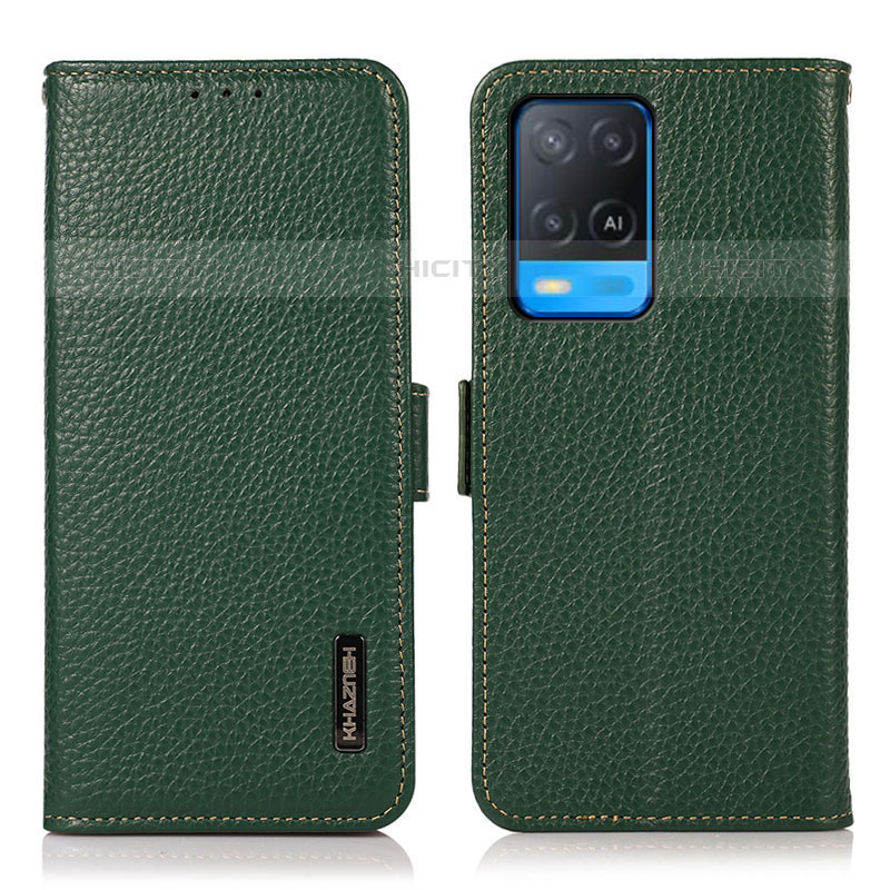 Funda de Cuero Cartera con Soporte Carcasa B03H para Oppo A54 4G Verde