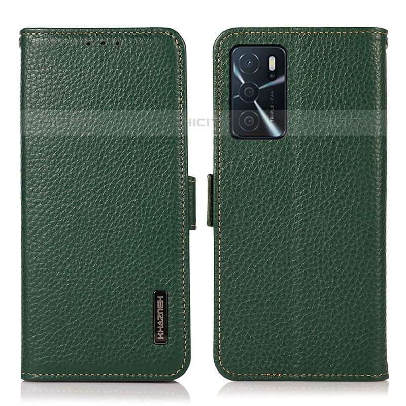 Funda de Cuero Cartera con Soporte Carcasa B03H para Oppo A54s Verde