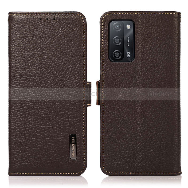 Funda de Cuero Cartera con Soporte Carcasa B03H para Oppo A56 5G Marron