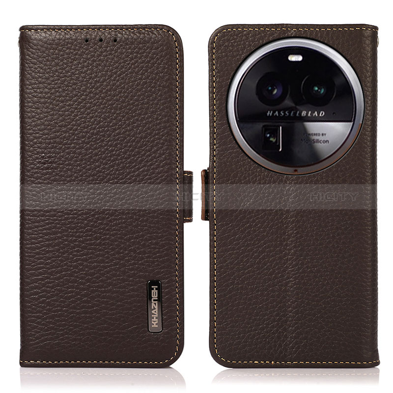 Funda de Cuero Cartera con Soporte Carcasa B03H para Oppo Find X6 5G Marron