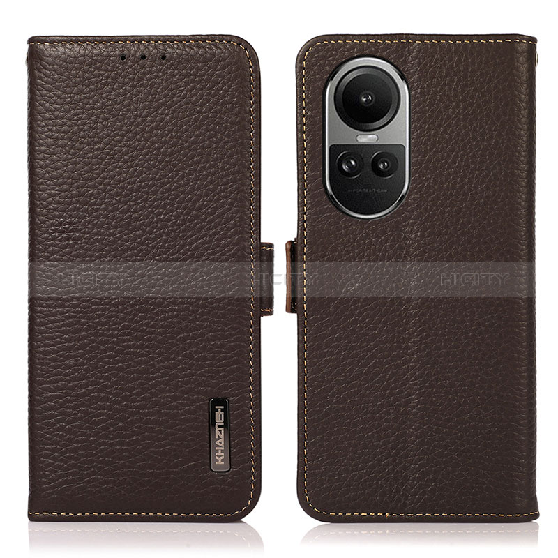 Funda de Cuero Cartera con Soporte Carcasa B03H para Oppo Reno10 5G Marron