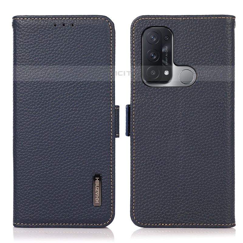 Funda de Cuero Cartera con Soporte Carcasa B03H para Oppo Reno5 A Azul