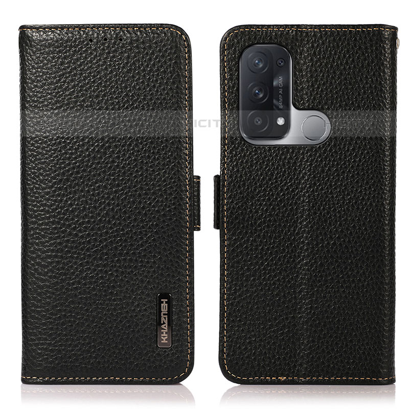 Funda de Cuero Cartera con Soporte Carcasa B03H para Oppo Reno5 A Negro